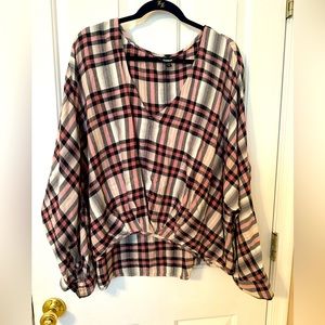 Express plaid top with dolman sleeves and high low - size XL